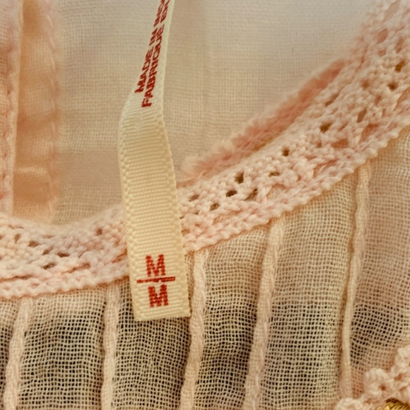 Free People Boho Top Blush Pink Medium Lace Crochet Prairie Bohemian - Picture 4 of 16